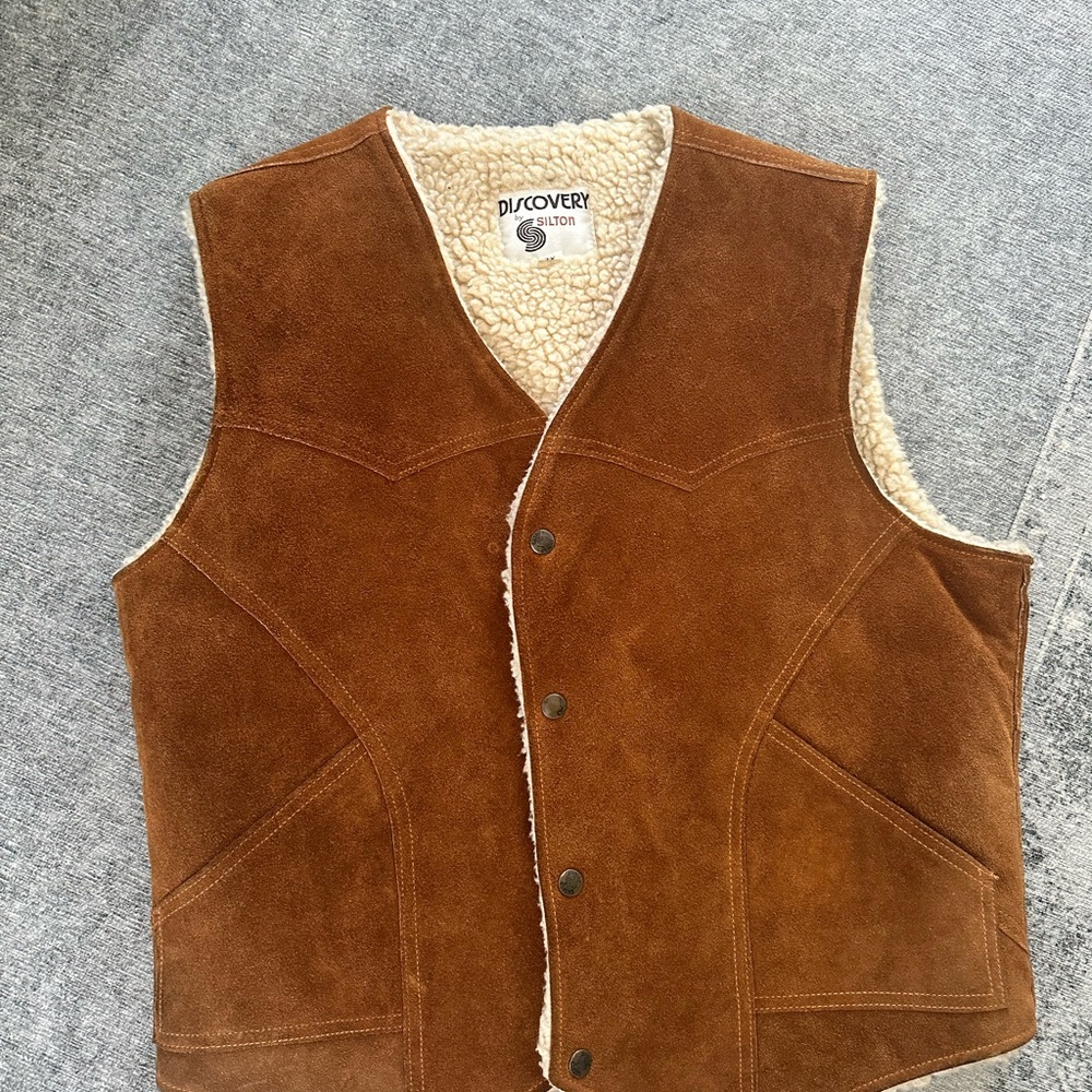 Brown Suede Sherpa Vest